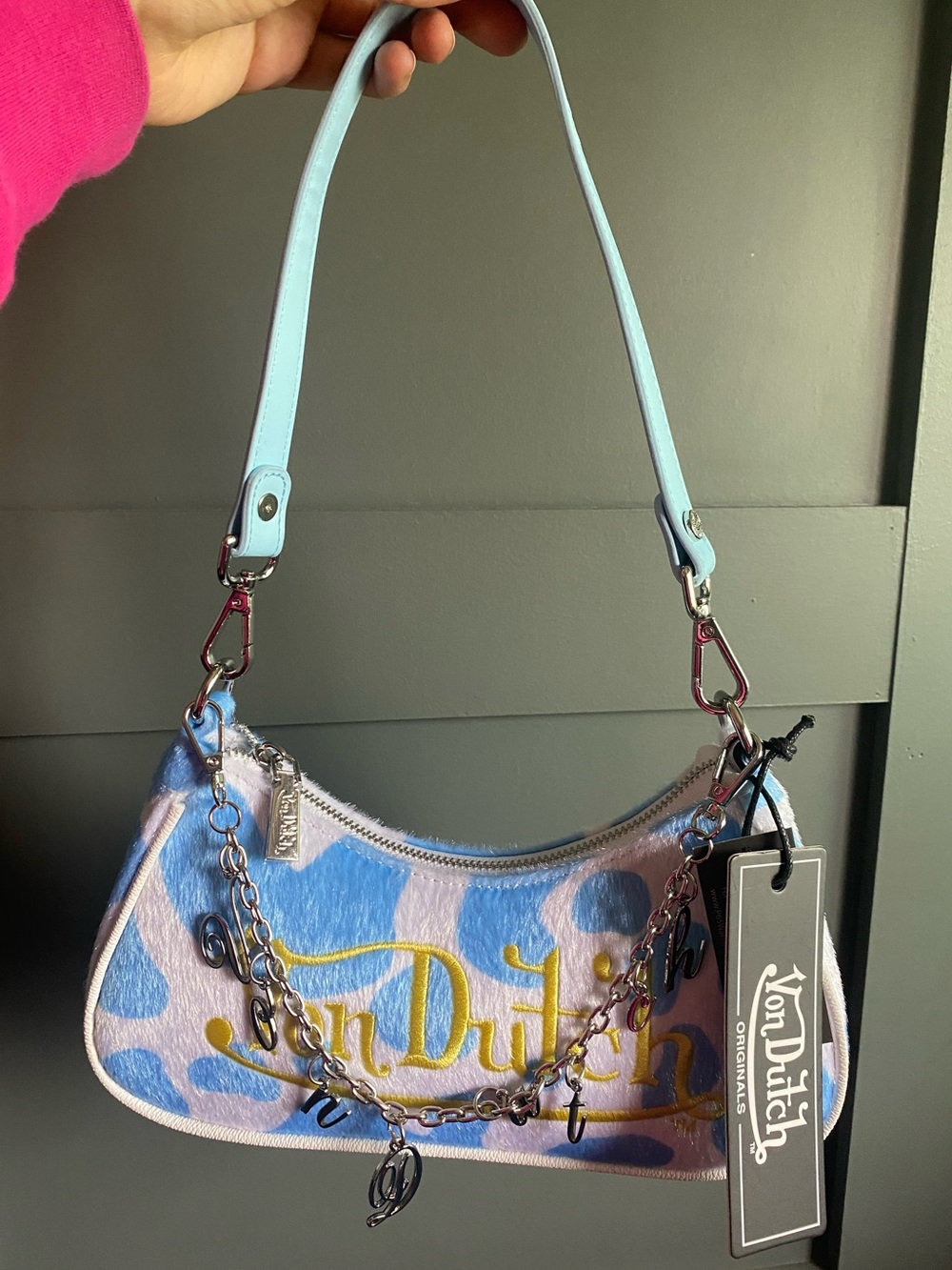 New Von Dutch Blue Leopard Shoulder Bag🩵